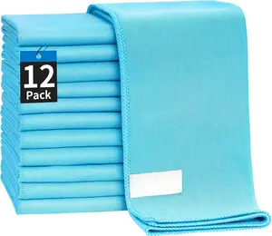 Microfiber Glass Cleaning Cloth - 12 Pack Polishing Cloths, 16" x 14" Window Cleaning Towel, Streak Free, Lint Free,  for All Delicate Surface, Glasses, Stainless Steel, Windshield.