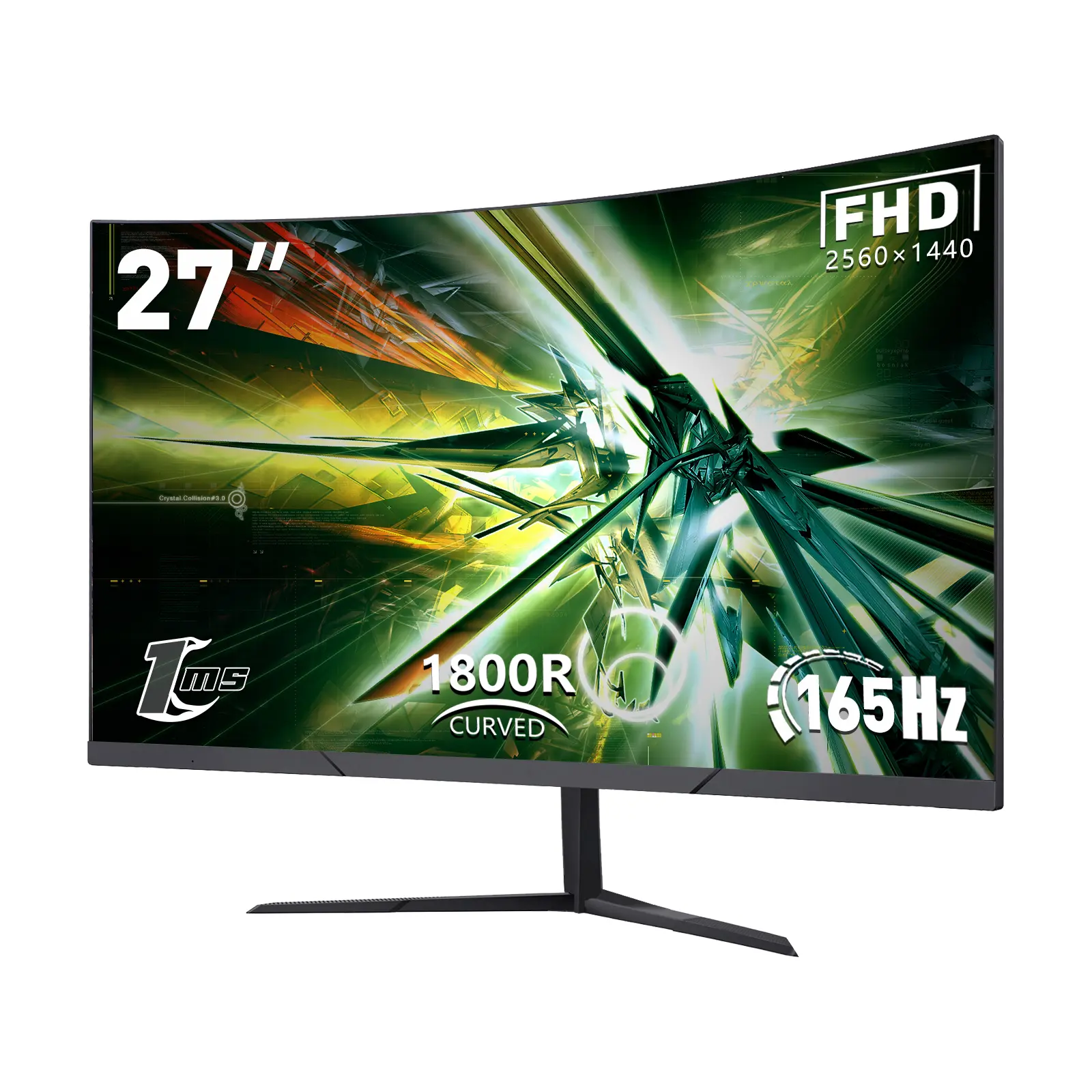 27” QHD 1440p Gaming Monitor, 165Hz, 1ms, Adaptive Sync, Dual HDMI & DisplayPort, Ultra-Slim Bezel, Tilt Adjustable Stand