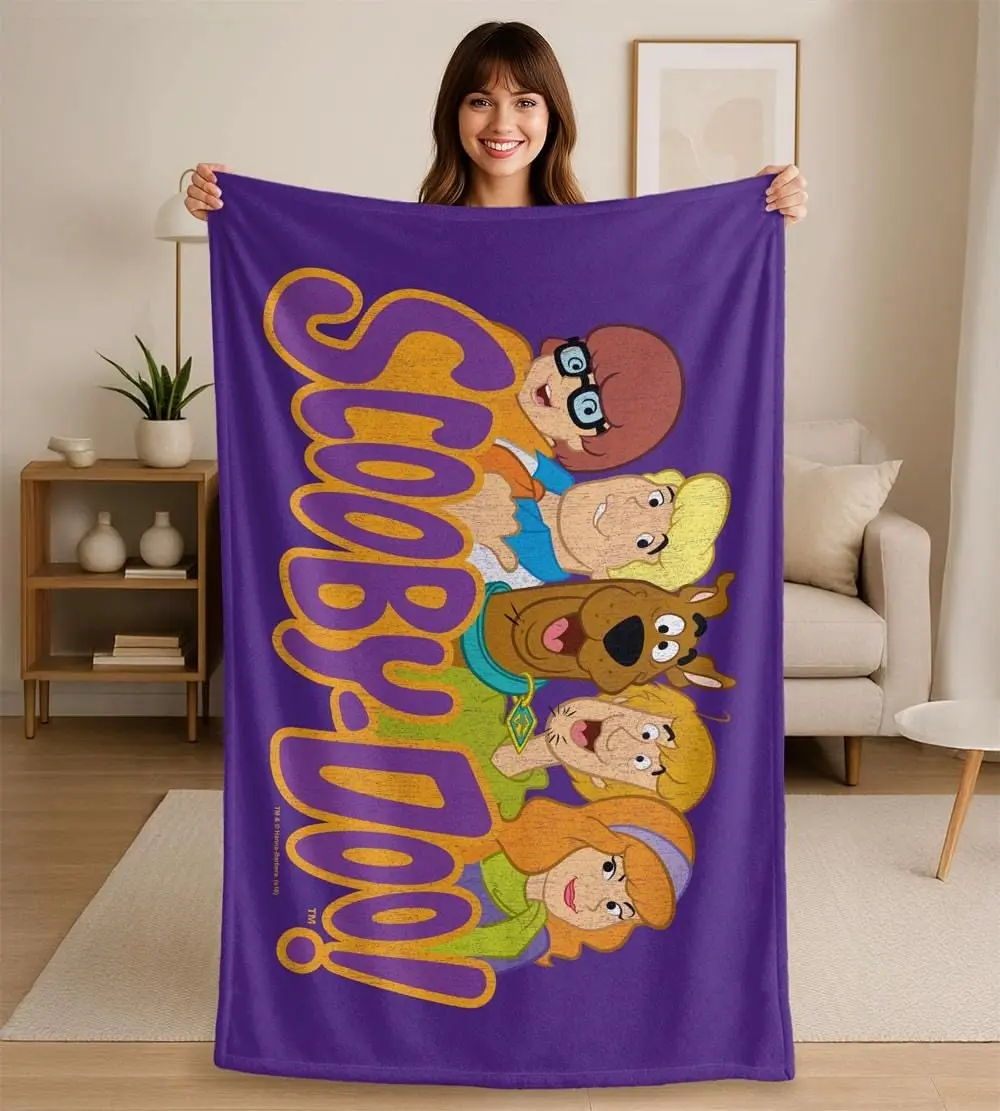 Scooby Doo Zoinks Print Fleece Throw Blanket, Classic Cartoon Shaggy & Scooby Scared Design Ultra Soft Fluffy Blanket, Perfect Gift for Scooby-Doo Fans,warm