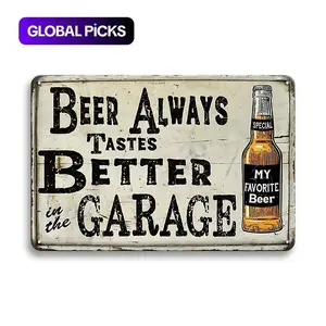 1-Count Retro Iron Tin Sign, 20x30cm/8x12inch Beer Letter Plaque, Rustic Farmhouse Wall Art for Living Room, Bar Home Decor