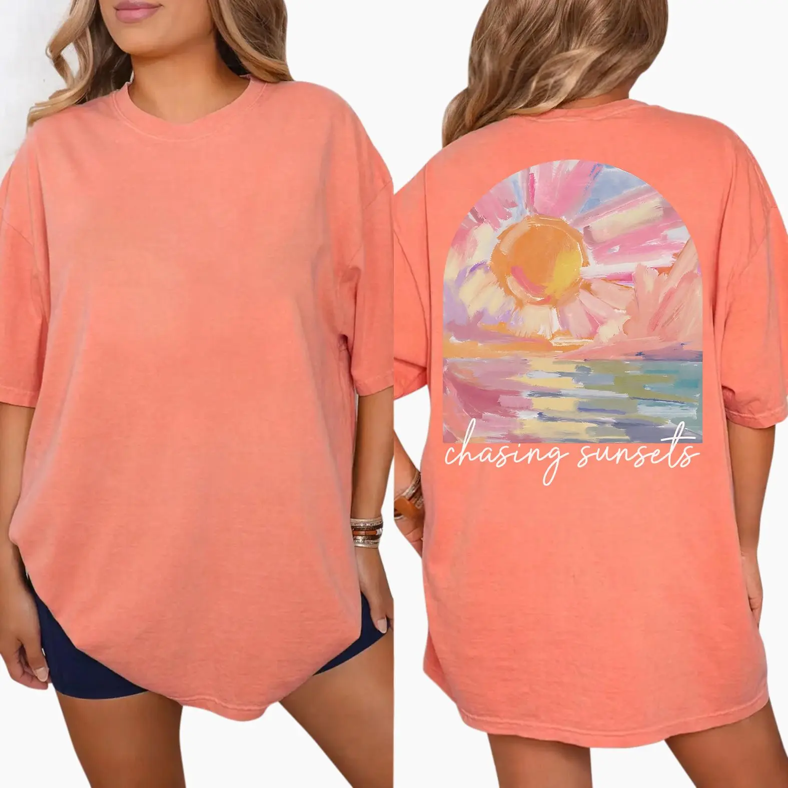 Comfort Colors Chasing Sunsets Shirt, Sunset Ocean Graphic Tee, Coastal Summer Vacation Shirt, Gift for Beach Lovers
