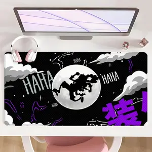 [Gaming Mouse Pad] Ultimate Moon Haha Purple Design Non-Slip MousePad For Desk With Rubber Base & Stitched Edge, Perfect For Home Office Use And Funny Gift For Birthday Christmas Halloween, Cute Desk Accessories