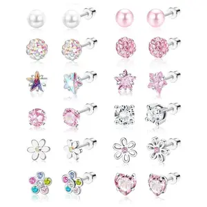 Fashion Faux Pearl & Rhinestone Decorated Stud Earrings (12 Pairs), Heart & Flower Design Earrings for Women Girls, Party, Daily Clothing Decor, Trendy All-match & Exquisite Jewelry for Birthday Gift, High Quality Earrings