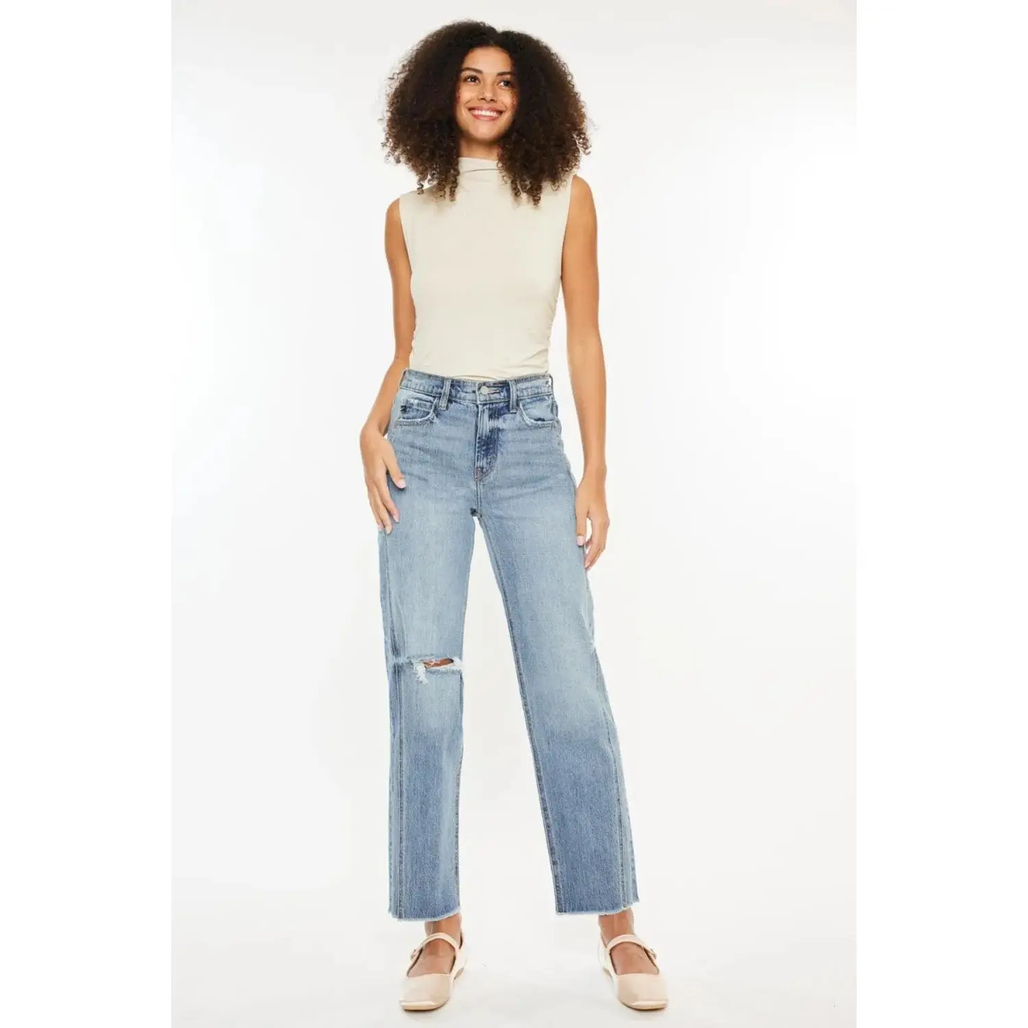 Kancan Ultra High Rise Distressed Straight Jeans