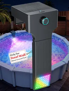 POOLHOUR Solar Pool Light for Steel Wall Above Ground Pools, 10-Color 4-Mode LED with Light Sensor, Submersible Underwater Pool Lighting, Remote Control & Timer Off, 1 Pack