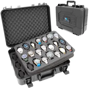 CASEMATIX Impact-Resistant Travel Watch Case with 42 Slots & Custom Foam Interior Fits 24mm to 56mm Faces - Durable Plastic & Shock-Absorbing Foam for Safe Storage