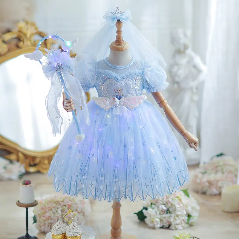 Children's summer dress with tulle, Elsa princess dress