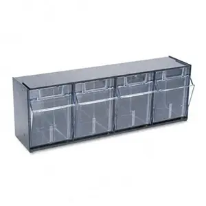 212 MAIN Deflect-O 20404OP Interlock Tilt Bin Plastic Storage System, 4 Bins, 23-5/8x6-5/8x8-1/8 Black, Boxes, Home Organiser (Tool Organizer)