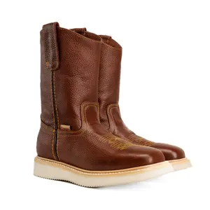 Santa Fe 11" Shedron Wellington Boots , Square Toe, Pull-On Ease, Full Grain Leather.