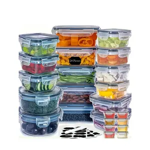12/24pcs Food storage boxes with easy-pull sealed LIDS plastic cans for kitchen and tableware storage, refrigerator fresh keeping storage boxes, special sealed bento boxes for preparing meals during festivals and holidays, with(Gag Toys & Practical Jokes)
