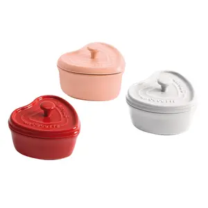 Staub Ceramic 3-pc Mini Heart Cocotte Set - Cherry, Pink, White