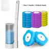 Camping Plastic Wear-Resistant Drain-Clean Wand & Toilet Scrubber Brush Kit, Portable Wall-Mount Set with 24pcs Refill Heads for Stubborn Grime, Disposable Toilet Cleaning System, Hygienic and Organized, Keeps Bathroom Tidy