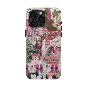 Pink Christmas Phone Case, Christmas Reindeer Cover, Christmas Cookie Case, Samsung Gifts For Her, Coquette iPhone Accessories