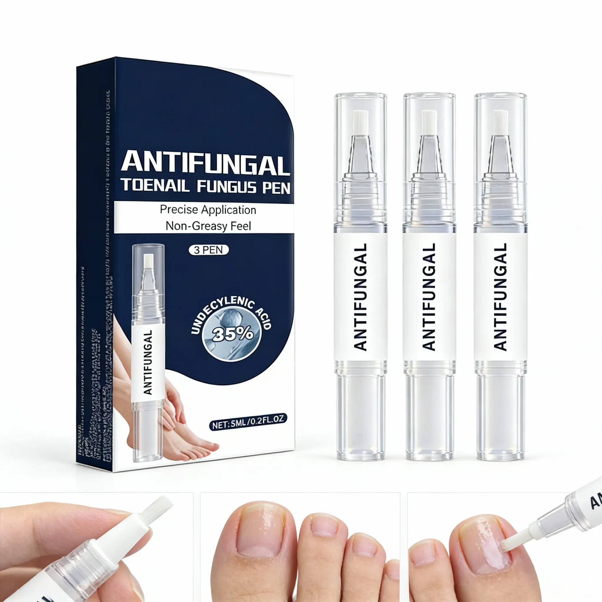 25% Undecylenic Acid Antifungal Nail Gel Pen, Nail Strengthening & Repairing Solution for Adults, Fast Relief for Damaged Toenails, Antifungal Nail Conditioner, Nail Care