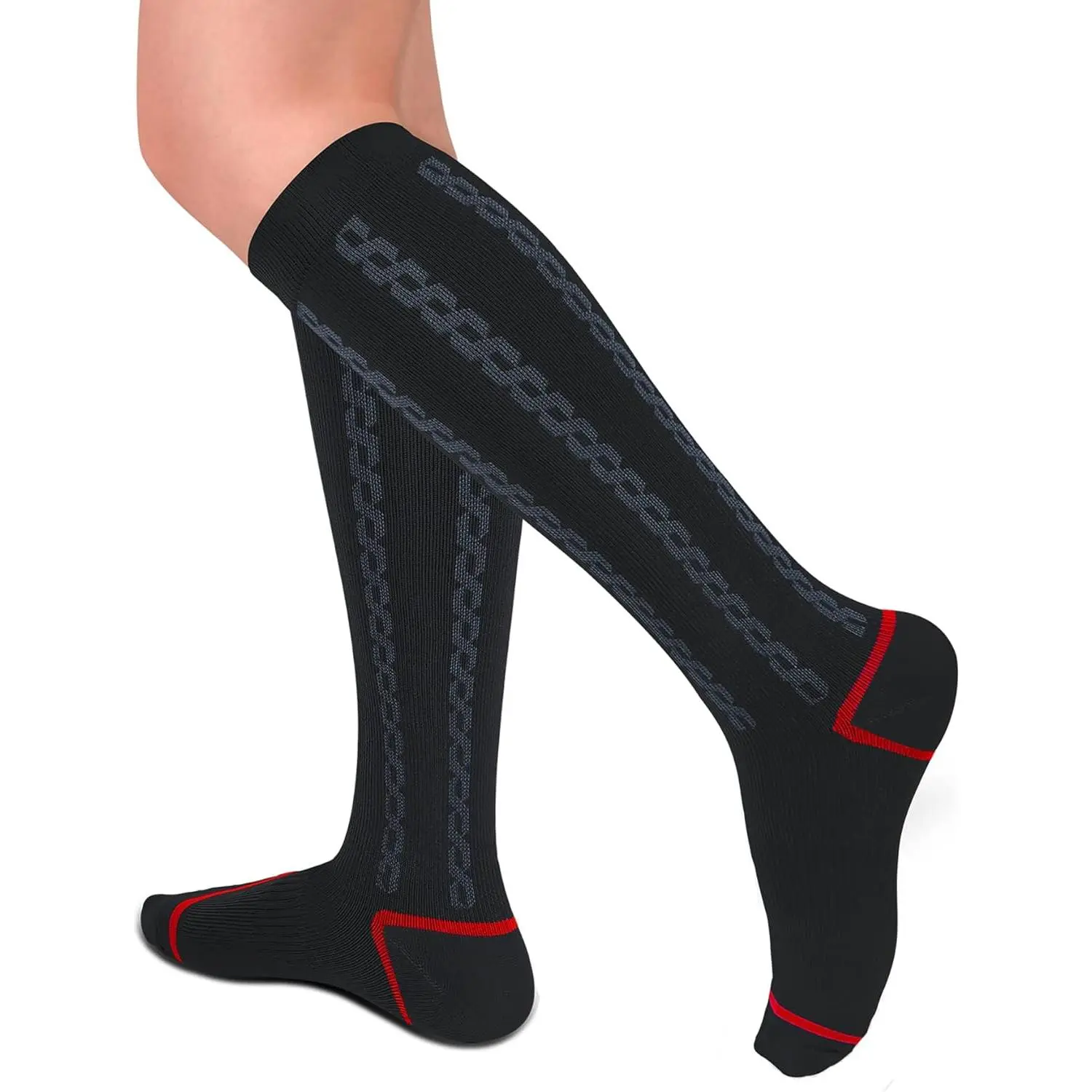 Unisex Wear 30-40mmHg Knee-High Medical Grade Compression Stockings, Polyester-Nylon Blend with 12% Spandex, Enhanced Heel/Toe Support, 0.1kg 17cm*12cm*12cm, for Joggers, Office Work