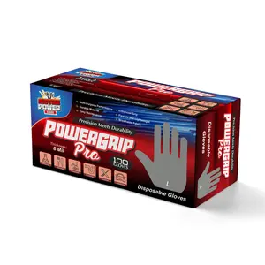 MotorPower Care Gloves 8 Mil Heavy-Duty Nitrile Gloves, 100 count | Extra Thick, Industrial-Grade, Diamond Grip, Latex-Free, Waterproof, Multi-Purpose Work Gloves (M, L, XL)