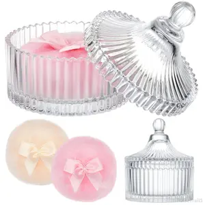 Extra Large Body Powder Puff and Container-3 Pcs Container Powder Container with PuffCrystal Case Soft Washable Reusable VelourFace Body Glitter Wet Dry MakeupPulseTrail5XX13Home sug