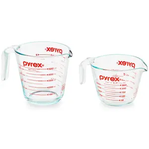 Glass Measuring Cup Set - 2-Piece Set with 1-Cup & 2-Cup Tempered Glass Liquid Measuring Cups, Dishwasher, Freezer, Microwave & Oven Safe Essential Kitchen Tools