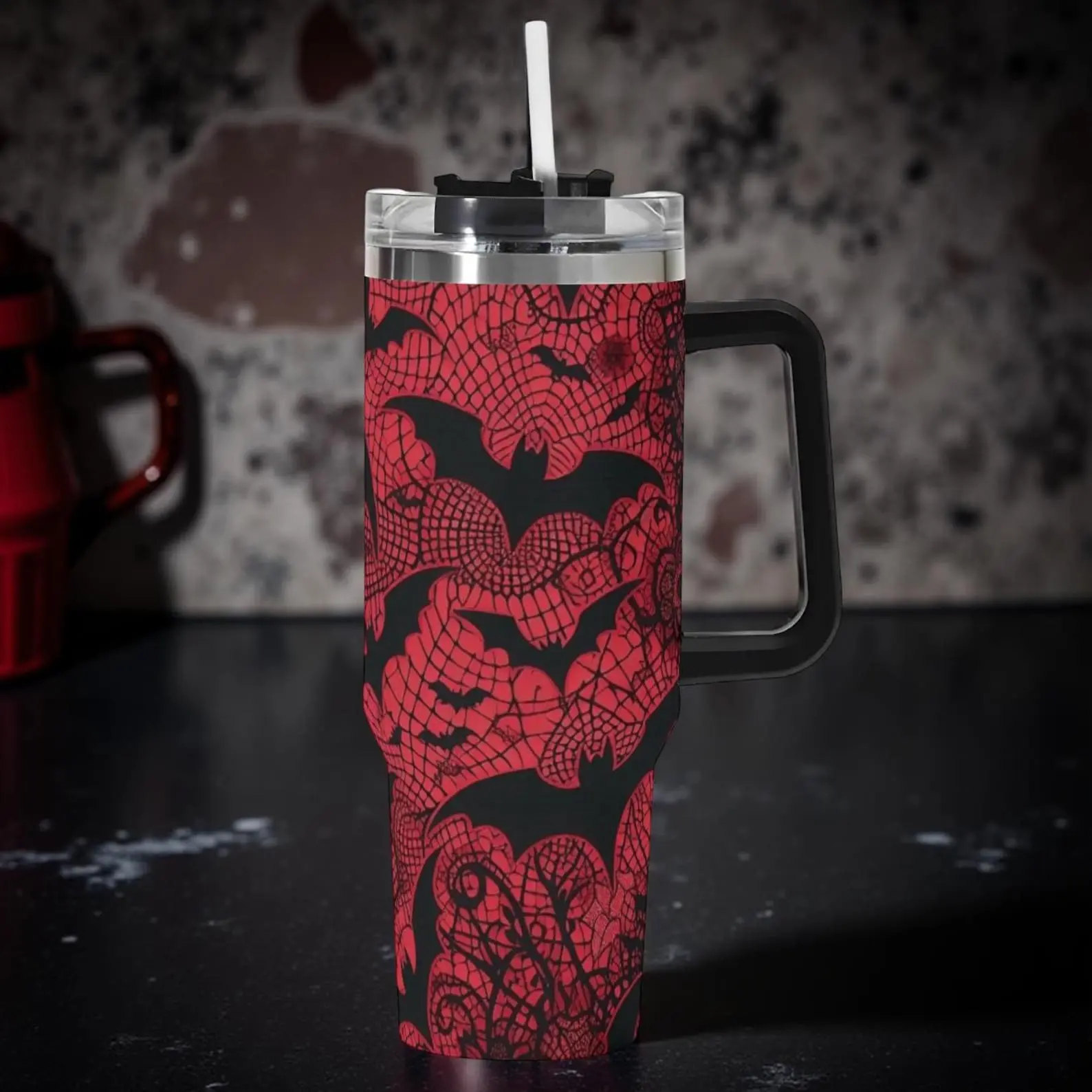 Red Lace and Bats Tumbler 40 oz