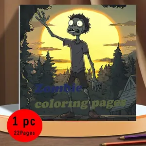 Zombie Coloring Book, Bold & Easy Spooky Undead Designs, 120g Thick No-Bleed Paper, 22 Pages, Odorless & Safe, Glue-Bound, Stress Relief & Anxiety Relief Art for Kids & Adults, Relaxing Self Care Activity