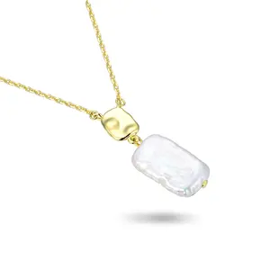 DW Baroque Pearl Necklace for Women 18K Gold  over Bronze