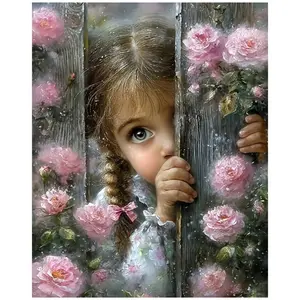 Girl Flower Portrait Diamond Painting Kit Square Round Diamond 5D DIY Cross Embroidery Handmade Art Exquisite Gift Home Decor Cross Stitch Kit