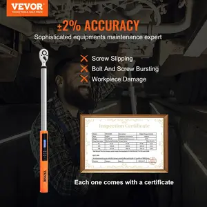 VEVOR Digital Torque Wrench, 1/2" Drive Electronic Torque Wrench, Torque Wrench Kit 25-250ft.lb/34-340n.m Torque Range Accurate to ±2%, 3-Mode Adjustable Torque Wrench Set with LED Buzzer Calibration