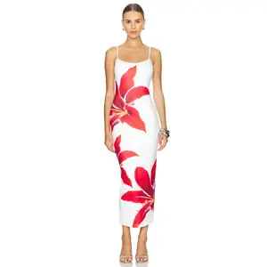 Runaway The Label Deia Midi Dress in Crimson Lily