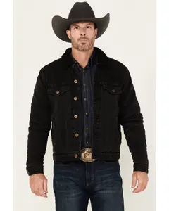 Cody James Men's Outlaw Sherpa Lined Denim Trucker Jacket - Cjho24o2-Blk