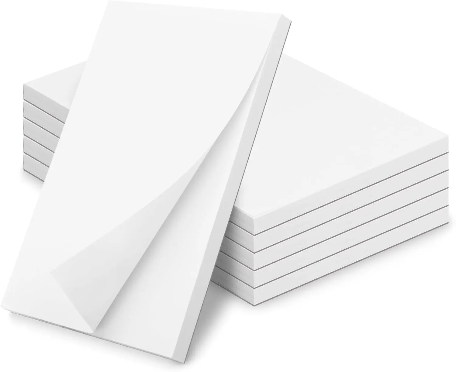 Tear-Off Pads, 4x6 in 6-Pack 80gsm White Paper Memo Pads (50 Sheets Each) with Cardboard Back, Portable & Convenient Waitstaff Notebooks for Quick Notes, Home Office Use