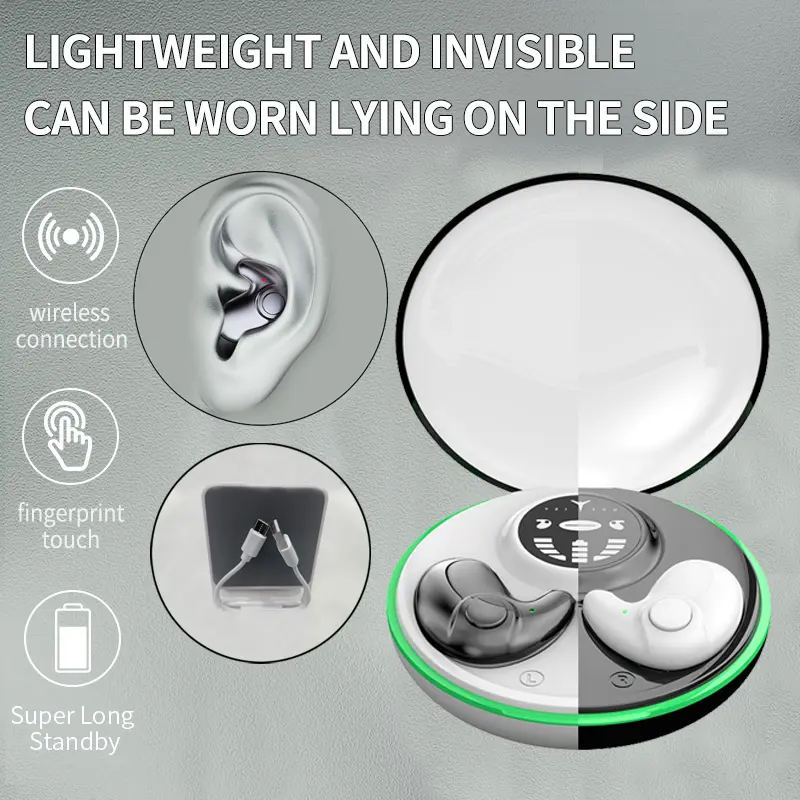 【2025 China Wireless Earbuds Top Rating】Ultra-Thin Sleep Wireless Earbuds, Bluetooth 5.4, HD High-Fidelity Sound, Compatible with iOS and Android, Comfortable for Sleep. Unisex Ultra-Thin Wireless Earbuds