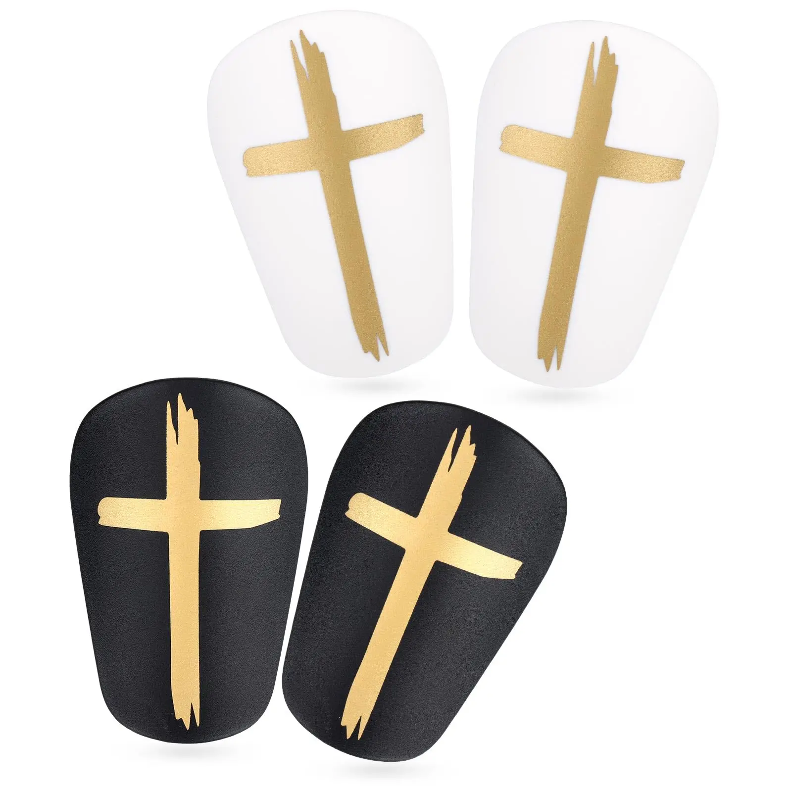 Compact Mini Shin Guards (10x6cm), 2 Pair Set for Adults & Teenagers, Protective & Portable Football Equipment