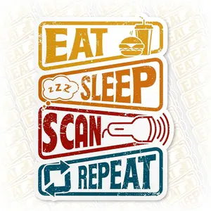 Eat Sleep Scan Repeat Sticker Funny Sonographer Sonography Ultrasound Tech Radiology Waterproof Die-Cut Vinyl Sticker for Water Bottle, Kindle, Laptop, Kindle Stickers Gift for Her Him J