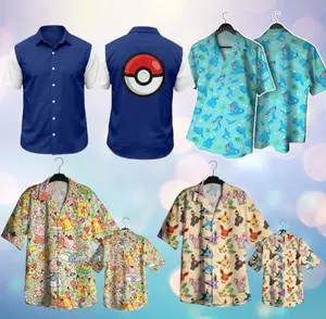 Retro Anime Trainer Tropical Hawaiian Shirt, Monster Catching Inspired Button Up#AnimeInspired#HawaiianShirt