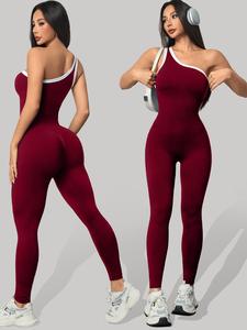 Seamless Knitted Women's Sporty Jumpsuit, Casual Tight-Fitting Sexy Peach Hip Yoga Jumpsuit, Comfortable and Stylish Workout Wear