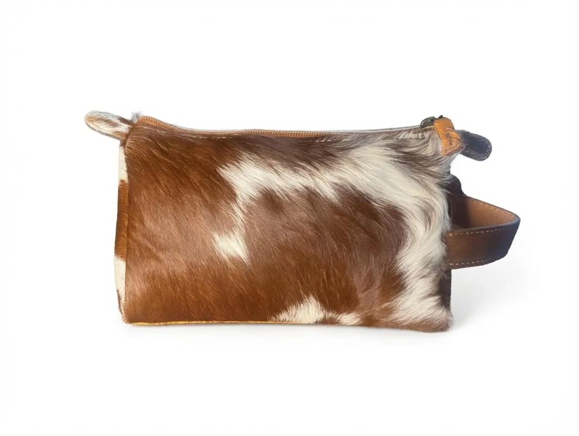 Genuine Leather and Cowhide Makeup / Toiletry Travel Bag