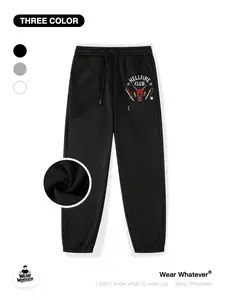Stranger Things Hellfire Club Graphic Print Fleece Lined Warm Pants, Casual Home Wear, Suitable for Outdoor and Indoor Use, Comfortable Lounge Pants