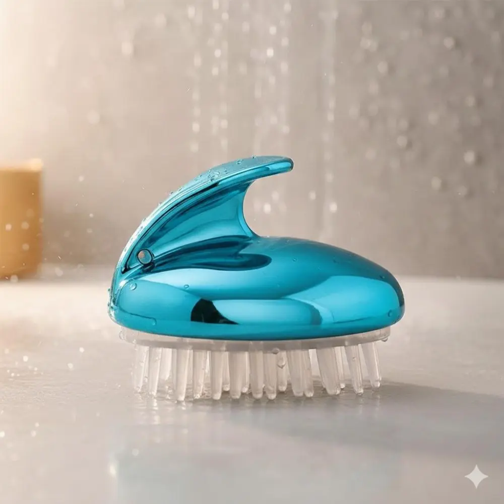 Wide-Tooth Silicone Scalp Massage Brush, Detangling Hair Wash Comb, Portable Body Bath Massager with Non-Slip Handle, Gentle Hair Care Tool for Shampoo and Shower
