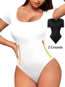 Women's Solid Color Crotchless Shapewear Bodysuit, Casual Comfy Tummy Control Butt Lifting Shaper, Ladies Shapewear for All Seasons, Womenswear