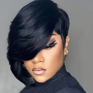 Sleek Pixie Cut Wig – Glueless Human Hair, Everyday Easy Style with Bangs