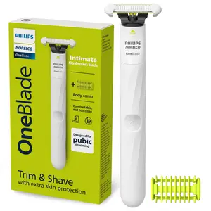 Philips Norelco OneBlade Intimate Pubic Groomer Smooth Steel  Stainless Comfort