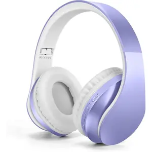 SQ-HPS011 Wireless Headphones Over Ear, Bluetooth Headphones with Microphone, Foldable Stereo Wireless Headsetfor Travel Work TV PC Cellphone-Purple