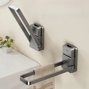 Suction Cup Foldable Towel Rack Punch-Free Bathroom Organizer for Towels, Jewelry & Hair Accessories