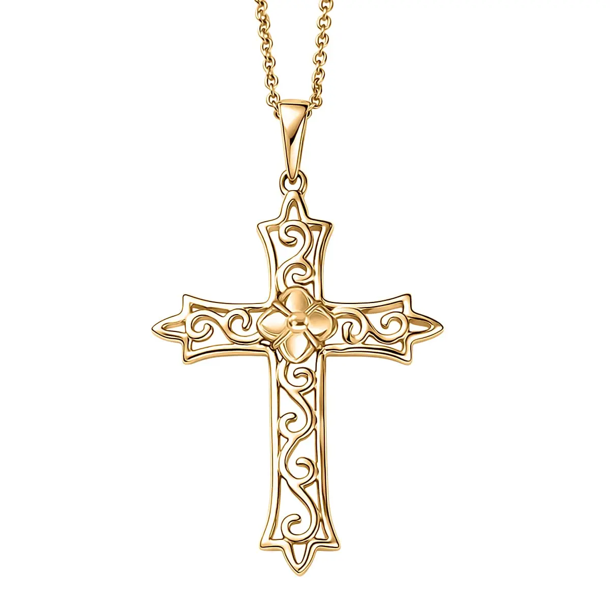 Cross Pendant Necklace in 10K Yellow Gold 3.15 Grams 20 Inches
