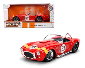 Jada 1:24 1965 Shelby Cobra 427 S/C #67 Red with Yellow Stripe Diecast Model Car
