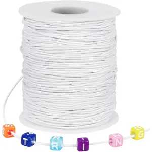 White 328 Feet 1mm Stretchy Elastic Bead Cord for Bracelets Necklaces Jewelry Making Beading Pony Beads Crafts (Bead-Free)