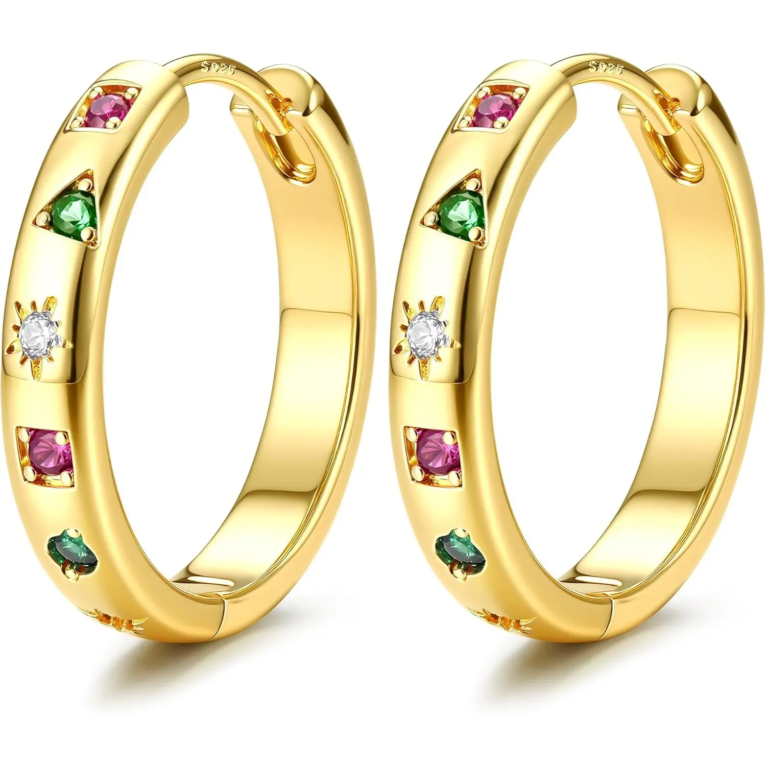 925 Sterling Silver Hoops Earrings for Women Girls Lightweight Silver Gold Earrings for Women Hypoallergenic Hoop Huggie Earring