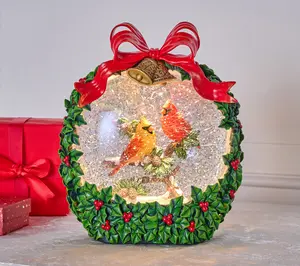 8" Illuminated Glitter Globe Wreath by Valerie