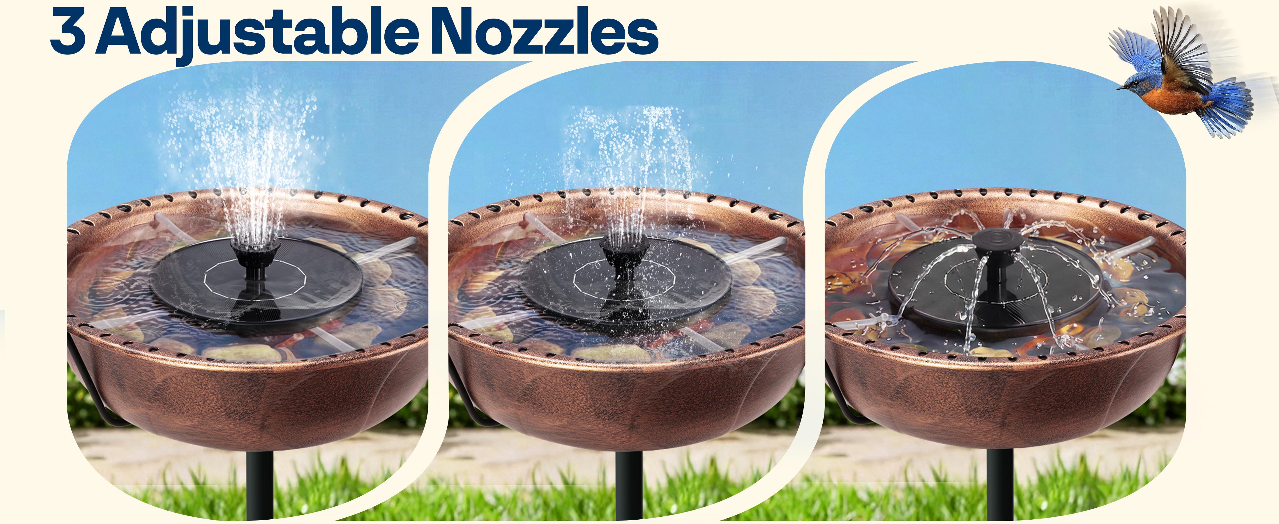 VIVOHOME Round Bird Bath with Solar Fountain for Outside, Weather-Resistant ABS Birdbath Bowl with Solar Powered Pump, Metal Ground Stake for Outdoor, Garden, 1.45 Gallons