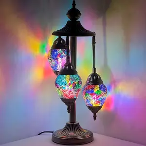 Rainbow Spectrum Egg-Shaped Mosaic Floor Lamp with 3 Globes